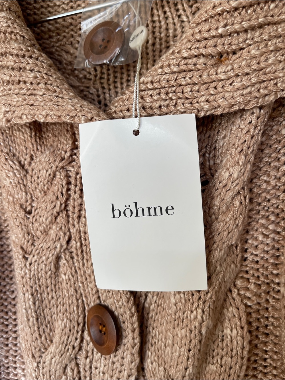 Bohme Cable Knit Button-Front Sweater Cardigan in Natural Size S - Picture 4 of 8